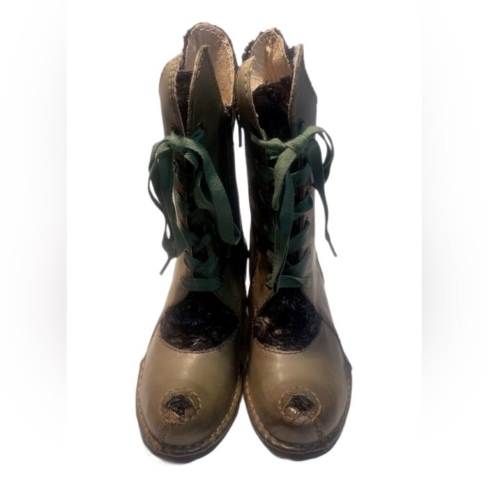 NWT Rovers Steampunk Style green Leather Trendy Coachella laceup ankle boots 36 - Picture 2 of 4